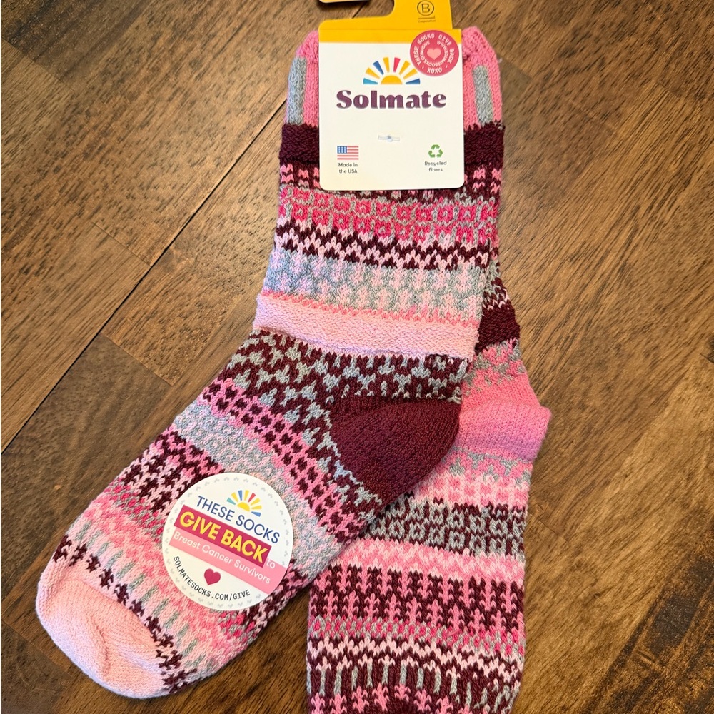 Small Solmate Socks in Pink and Burgundy